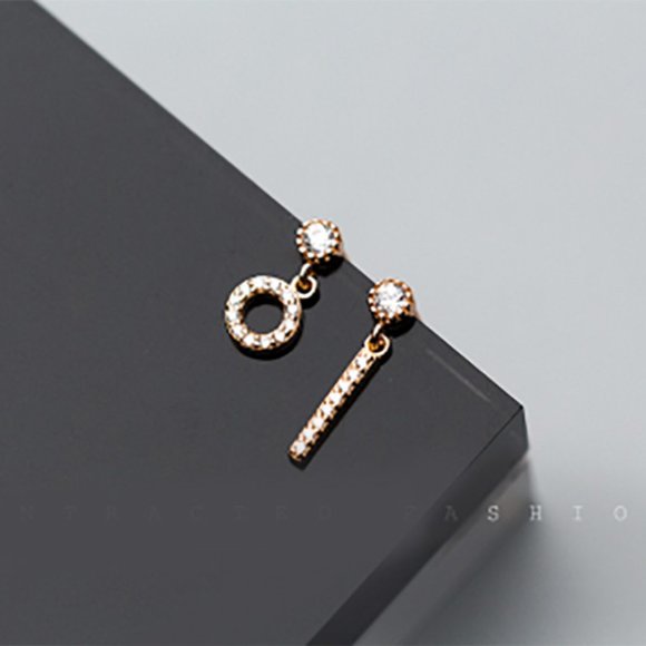 3/$25 🏷️ Rose Gold Vermeil Simple Geometric Earrings Minimal Earrings Studs - Picture 3 of 5